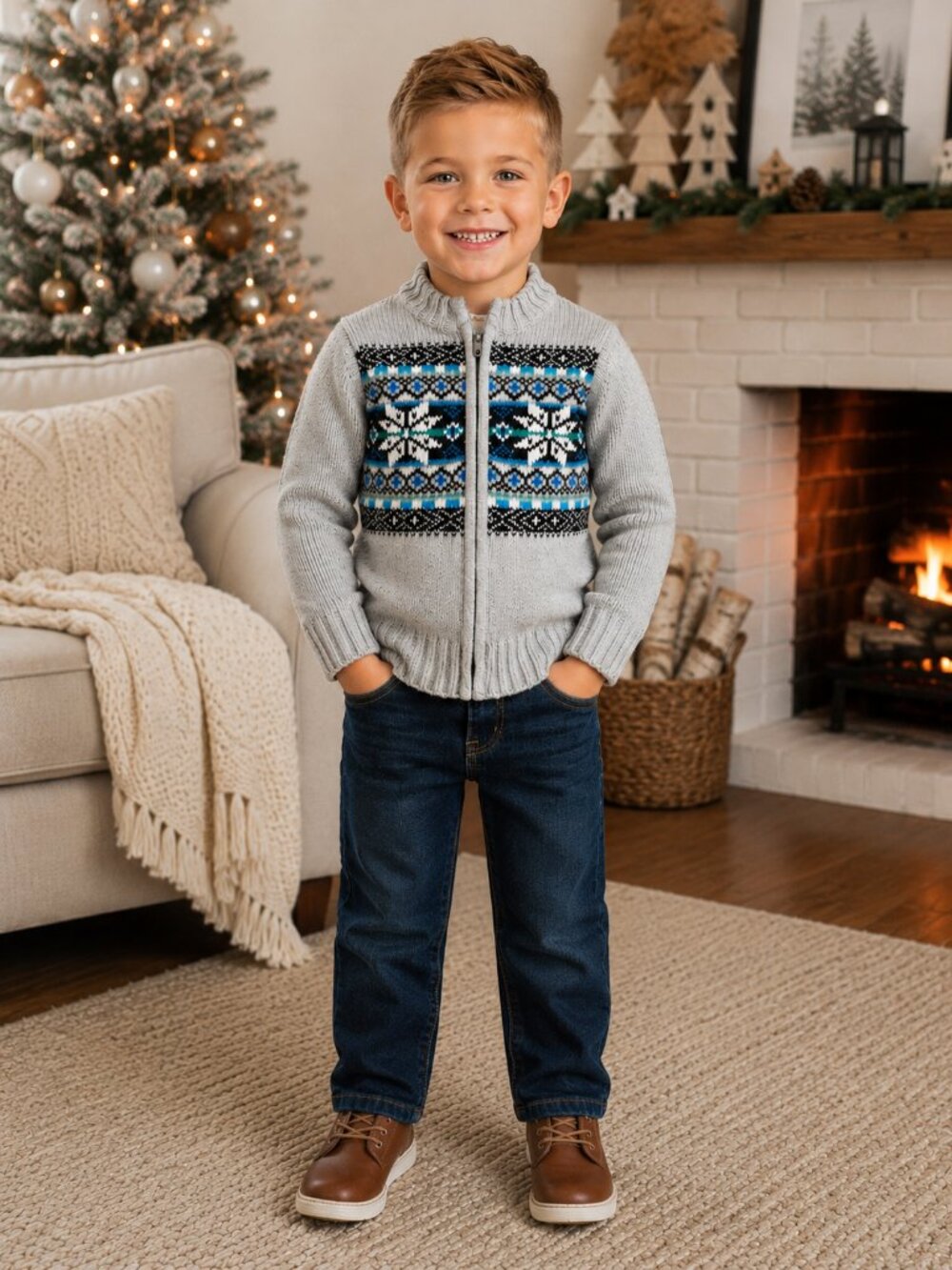NWT Gymboree Toddler Boy Outfit Set Size 4T Fair Isle Sweater Classic Fit Jeans